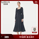 歌莉婭 16姆米真絲波點(diǎn)方領(lǐng)連衣裙  1E2L4K460 14D黑底白點(diǎn) M