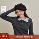 茵曼（INMAN）2025秋冬女裝新款簡(jiǎn)約百搭翻領(lǐng)羊毛衫顯瘦長(cháng)袖針織套頭上衣 貴族灰 S