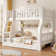 淳華 上下層實(shí)木床兒童上下鋪床小戶(hù)型實(shí)木子母床高低床 白色直梯上160下180