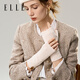 ELLE100%綿羊毛針織半指手套女士秋冬季保暖寫(xiě)字辦公露指時(shí)尚百搭