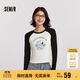 森馬（Semir）史努比系列長(zhǎng)袖T恤女短款吸濕發(fā)熱磨毛2024冬插肩袖109724101004