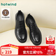 熱風(fēng)（Hotwind）男鞋正裝皮鞋2025年秋季新款男士商務(wù)時(shí)尚亮面休閑皮鞋正裝男婚鞋 01黑色 牛頭層皮革 41