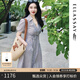 歌力思（ELLASSAY）【博主同款】春秋新款棉感通勤條紋收腰顯瘦短袖襯衫連衣裙女 駝條紋 S