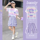 優(yōu)優(yōu)1點(diǎn)（Yoyo one）女童短袖套裝夏季薄款兒童2025新款速干運(yùn)動(dòng)服童裝兩件套夏裝10歲 9852上衣+18442紫色褲子 150