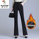 啄木鳥(niǎo)冬季加絨加厚新款西褲女職業(yè)裝工作長(cháng)褲高腰黑色顯瘦秋冬微喇長(cháng)褲 黑色微喇·叭褲(冬季) 加絨 4XL 建議135-150斤