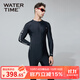 WATERTIME/水川 男士泳衣泳褲連體潛水服沙灘褲防尷尬游泳衣 黑銀 XL
