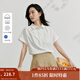 茵曼（INMAN）【亞麻】法式簡約襯衫2025夏季女裝新款通勤百搭寬松顯瘦短袖上衣 珍珠白 M