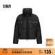 森馬（Semir）羽絨服女冬90絨子防潑水拼接牛仔oversize立領(lǐng)面包服103724113001