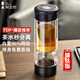 茶之戀茶水分離杯玻璃泡茶杯男新款車載便攜茶杯高檔商務水杯子雙層防燙 臻鈦版-碳纖維【黑色】 360ml