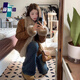 莜仙格秋冬季女加厚環(huán)保毛茸茸棕色毛領(lǐng)牛仔外套女短款拼接毛絨棉服上衣 棕色 L 建議 110-125斤
