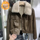 尤柯鳥(niǎo)（yoekbird）黑色加絨機車(chē)服短外套2026冬季新款百搭保暖皮夾克女士羊羔絨皮衣 4812#咖色(加絨保暖) M85-100斤