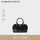 CHARLES&KEITH25冬新品褶皺包掛手提小方包波士頓包CK2-30671820 Black黑色 S