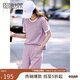 熙世界（sllsky）休閑套裝女裝2025夏季新款衣服撞色圓領(lǐng)短袖T恤直筒長(zhǎng)褲兩件套 薰衣草紫 2XL
