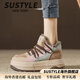 SUSTYLE國際高端品牌女裝2025冬季新款厚底運動(dòng)松糕高幫加絨加厚雪地靴女 粉色 34 [標準碼]
