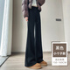 棠暖微喇叭褲女加絨加厚冬季女褲高腰顯瘦瑜伽褲春季新款休閑運動(dòng)衛褲 春秋-黑色小個(gè)子款 S 80-95斤