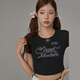 CHUU蝴蝶結短袖T恤女2025夏季新品洋氣甜妹軟萌蕾絲字母正肩上衣 黑色 均碼