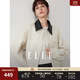 ELLE法式撞色翻領(lǐng)短款夾克式外套女2025冬季新款休閑通勤獨特上衣 米白 L
