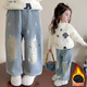 七語(yǔ)欣童裝女童加絨牛仔褲冬裝兒童加厚褲子2025新款女孩寶寶保暖牛仔褲 加絨小雪人牛仔褲 110 (適合身高100-110cm)