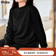 MsShe【45支羊毛混紡】大碼女裝2025秋裝胖mm釘珠半高領(lǐng)針織毛衣 黑色現貨 3XL