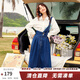兩三事復古牛仔背帶裙女2025春季新款冬季新款牛仔裙半身裙裙子一人相伴 牛仔藍（小個(gè)子） M