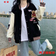 范哲莎秋冬新款棒球服女韓版加厚外套學(xué)生寬松休閑女裝港風(fēng)棒球服女刺繡 黑色 加絨 M 建議80-105斤