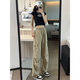 燦圖美式冰絲工裝休閑褲女裝夏季薄款小個(gè)子寬松運動(dòng)透氣直筒闊腿褲子 卡其色 M 【建議90-110斤】