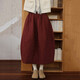 蘑菇同學(xué)大碼夾棉半身裙女冬季日系文藝輕便保暖絎縫菱格加厚加棉燈籠裙子 棗紅色 L 建議115-130斤