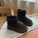 加絨高幫雪地靴女2025冬季新款學(xué)生韓版保暖休閑厚底棉鞋女 黑色 37