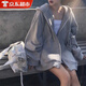 LZJV灰色衛衣女2026新款春秋寬松慵懶風(fēng)韓系chic學(xué)生拉鏈長(cháng)袖連帽外套 灰色薄款 XL 115-130斤