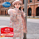 迪士尼（Disney）大童2024新款碎花女童羽絨服加厚白鴨絨中長(cháng)款冬季外套 粉紅色 120cm 30-45斤
