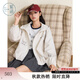 紫涵（ZIHAN）紫涵抽繩連帽短外套女2025秋季新款通勤休閑童趣刺繡米白拉鏈上衣 米色 M