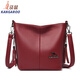 袋鼠（KANGAROO）檢漏眞皮流蘇水桶包2026上新女士斜跨單肩包時(shí)尚范小拼接氣質(zhì)女包 紅色