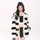 何佳功針織衫女 條紋毛衣外套女秋2025冬季寬松慵懶風(fēng)針織開(kāi)衫紐扣上衣 黑白條紋 均碼 【建議120斤內】