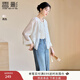香影新中式輕國風(fēng)薄款外套女2025夏裝新款刺繡小個(gè)子盤(pán)扣開(kāi)衫上衣 米白 L 165/88A/110-125斤