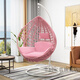幸庭吊籃藤椅吊椅秋千懶人鳥(niǎo)巢搖搖椅陽(yáng)臺家用吊床成人室內吊蘭座椅 單人粉色豪華版/帶扶手【送】
