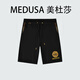 美杜莎夏季新款休閑褲潮流百搭運動(dòng)褲刺繡透氣寬松休閑沙灘短褲男士9907 黑色 XL