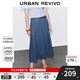 UR2025秋季新款女裝復古休閑百搭腰帶裝飾牛仔半裙UWM850200 藍色 M