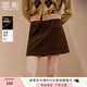 香影美拉德咖色燈芯絨半身裙女2025冬季新款復(fù)古高腰a字包臀短裙 咖色 L