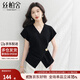 絲柏舍設計感襯衫2025夏裝新款女裝V領(lǐng)氣質(zhì)修身優(yōu)雅時(shí)尚上衣