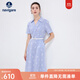 Navigare意大利小帆船女士連衣裙25春夏季新品純棉親膚中長(cháng)裙休閑簡(jiǎn)約裙子 克萊因藍 M
