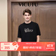 威可多（VICUTU）男士短袖T恤舒適親膚時尚圓領(lǐng)商務通勤休閑百搭黑色半袖 黑色 2XL