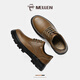 名郎（MELLEN）男鞋新品英倫風(fēng)通勤百搭舒適透氣休閑皮鞋簡(jiǎn)約圓頭牛皮皮鞋大頭鞋 卡其色（真皮內里） 40