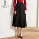 名師路時(shí)尚半身裙冬季新款不對稱(chēng)A擺簡(jiǎn)約舒適摩登通勤高級感小黑裙 黑色88 2XL