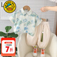 G.DUCKKIDS小黃鴨童裝男童夏裝套裝2025新款帥氣兒童衣服中國風(fēng)山水襯衫短袖 藍色 90 建議1~2歲【 80-90cm】cm