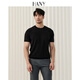 漢尼（HANY）【可機洗澳毛t恤】新款男短袖純黑色圓領(lǐng)休閑針織打底衫男士?jì)却?塞尼黑色 【圓領(lǐng)】【輕薄款】 3XL
