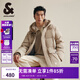 杰克·瓊斯（JACK&JONES）男裝冬季防風袖口純色簡約日常寬松抽繩連帽羽絨服男款224412037 淺卡其E11 L 180