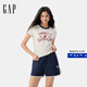 GAP女裝2025夏季新款撞色圓領(lǐng)趣味印花logo常規短袖T恤上衣766159 象牙白 M (165/84A) 亞洲尺碼