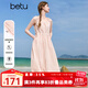 百圖betu女裝2025夏季新款連衣裙抽繩收腰無(wú)袖減齡背心裙子女2506T55 淺粉紅 S