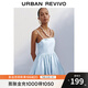 UR2025秋季新款女裝休閑蝴蝶結(jié)系帶花苞吊帶連衣裙UYY750111 淡藍(lán) (偏短) S