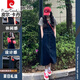 皮爾卡丹（pierre cardin）新款連衣裙女牛仔背帶裙2023春夏學(xué)生韓版寬松顯瘦小個(gè)子減齡色 深藍色 (現貨) M110-125斤